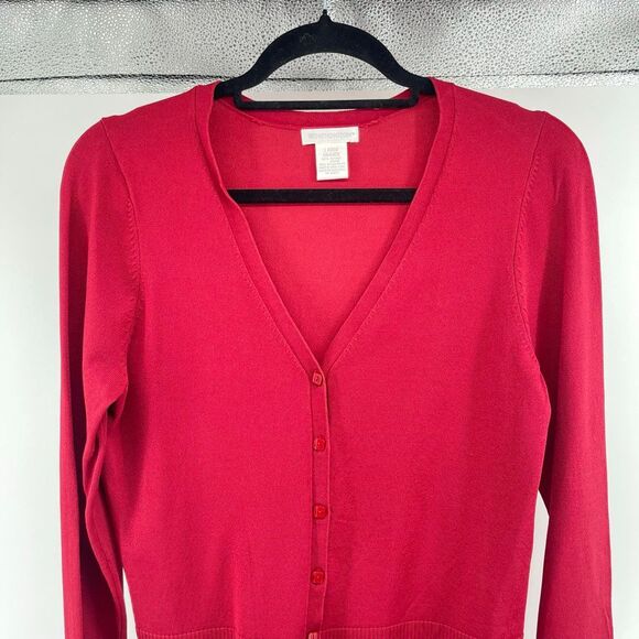 Worthington Women’s Red Knit Rayon Blend V-Neck Button Cardigan Sweater Large - Picture 3 of 12